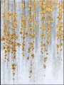 Natürlich herabhängende goldene Blumen von Palettenmesser Wandkunst Minimalismus
